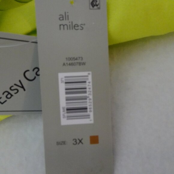 Ali Miles Tunic Top Women's Plus Size 3X Yellow Green Bright Button Front - Picture 9 of 9